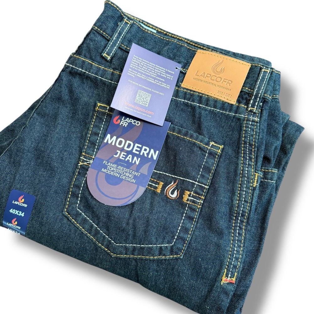 LAPCO FR Modern‎ Jean Men's 40x34 Flame Resistant Workwear Dark Wash Denim